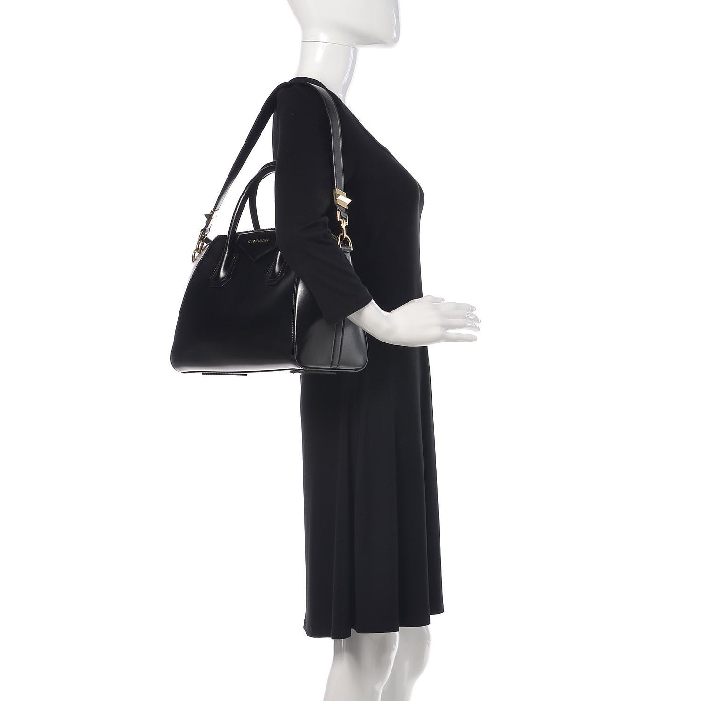 Shiny Lord Calfskin Small Antigona Black