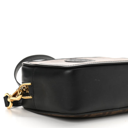 Fendi Glazed Fabric Vitello Century FF 1974 Stamp Patch Mini Camera Case Mogano Panna Black 10 of 11
