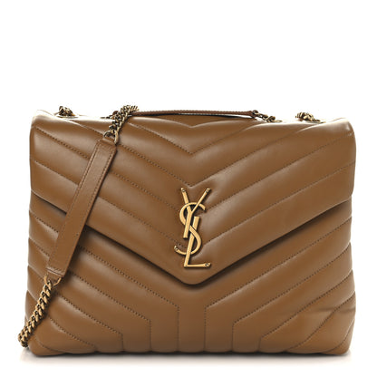 Saint Laurent Calfskin Y Quilted Monogram Medium Loulou Chain Satchel Dark Natural 1 of 10