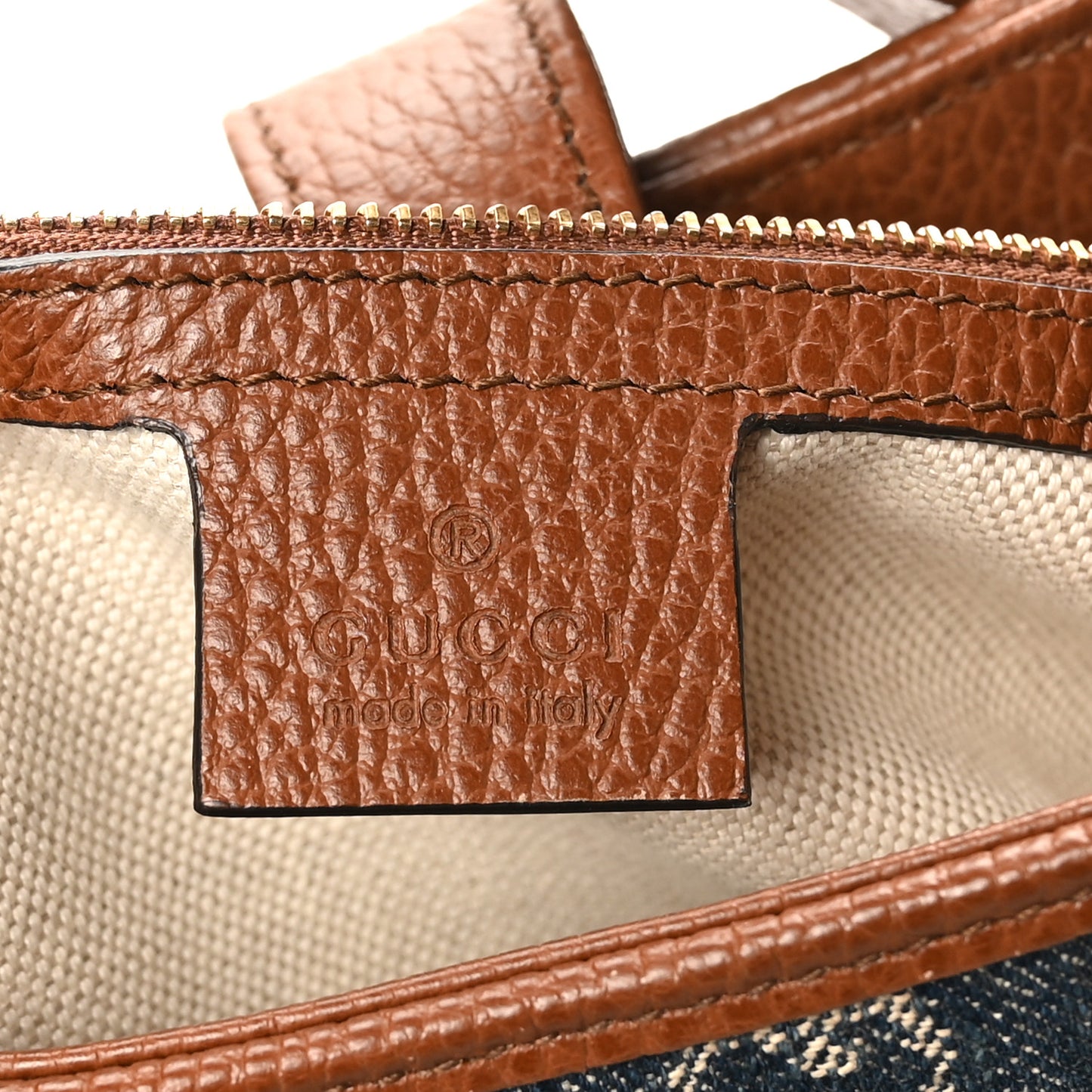 New Denim GG Monogram Calfskin Small Jackie 1961 Hobo Blue Tea Cuir