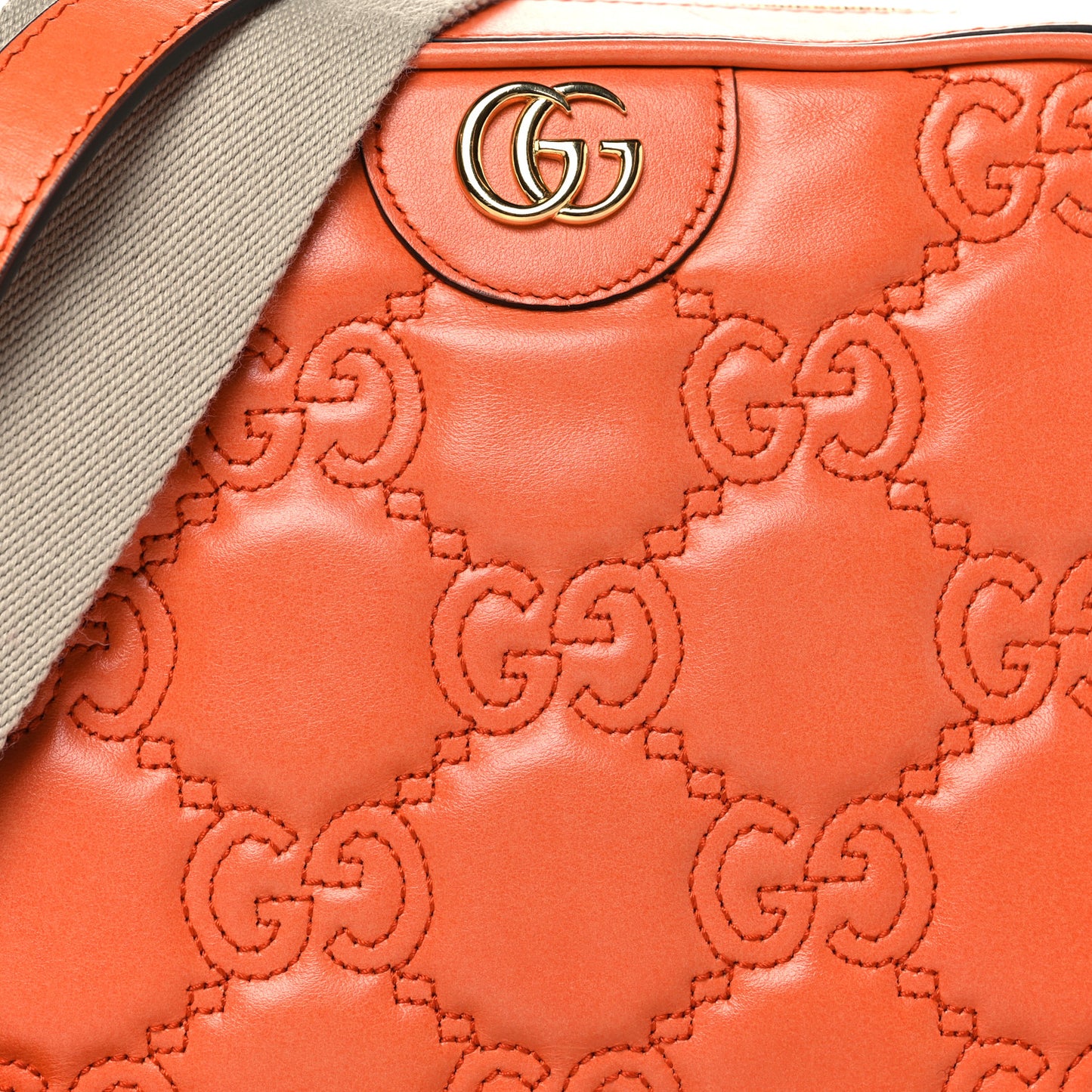 Calfskin GG Matelasse Shoulder Bag Spring Orange Natural