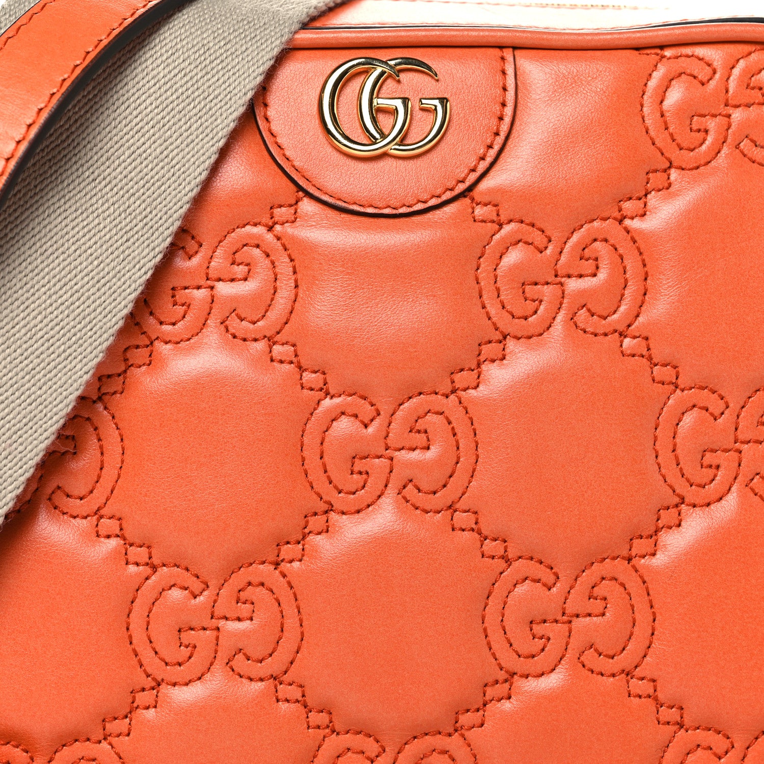 Gucci Calfskin GG Matelasse Shoulder Bag Spring Orange Natural 8 of 12