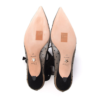 Christian Dior Suede Calfskin Lovely-D Ankle Wrap Pumps 37 Black 5 of 7