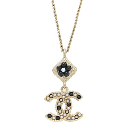 Chanel Crystal Pearl CC Candy Camellia Necklace Gold Black 4 of 6
