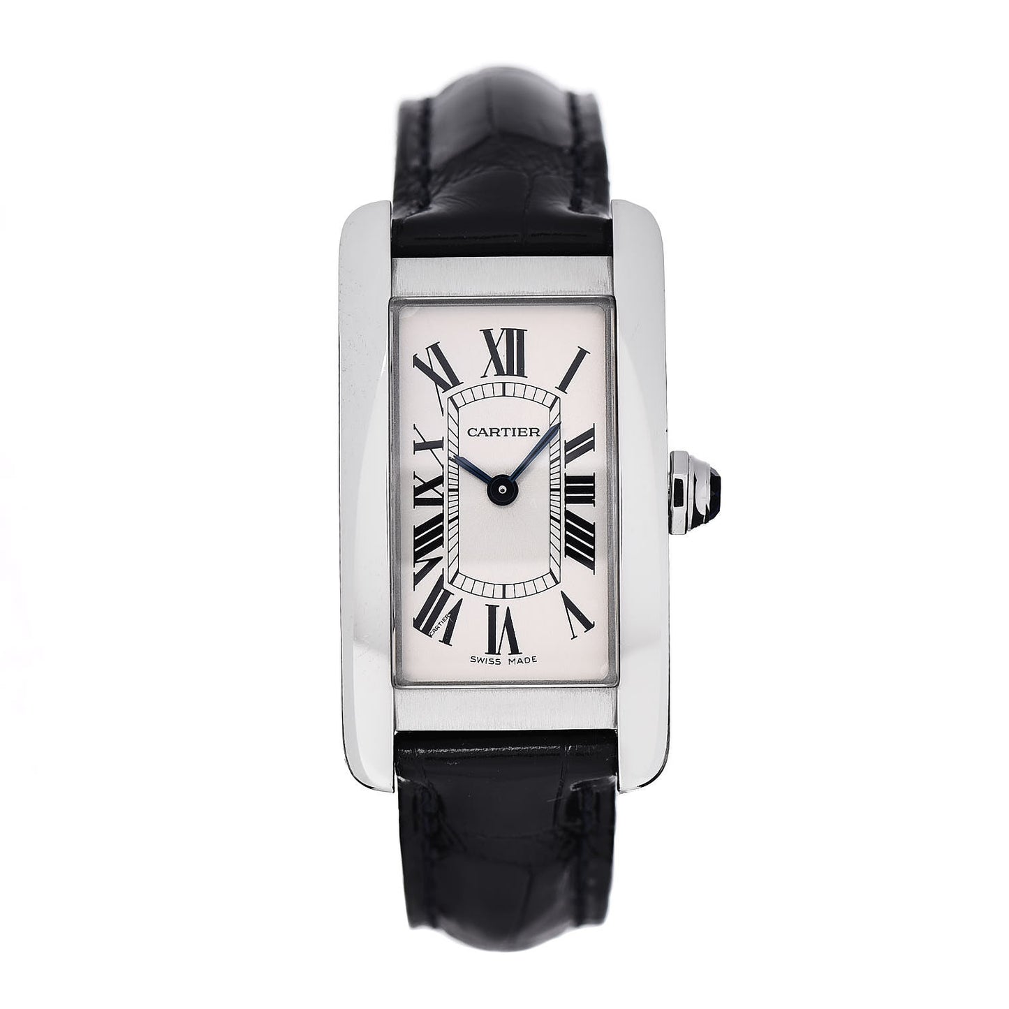 Stainless Steel Alligator 19mm Tank Americaine Quartz Watch