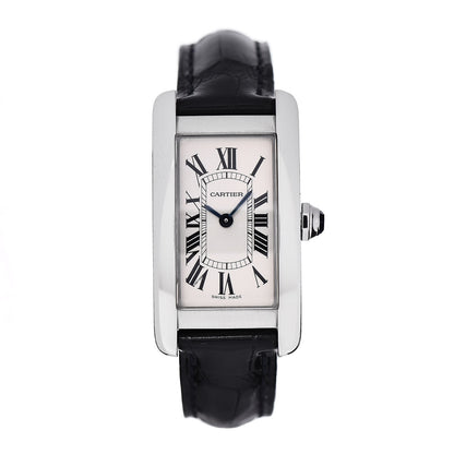 Cartier Stainless Steel Alligator 19mm Tank Americaine Quartz Watch 1 of 8