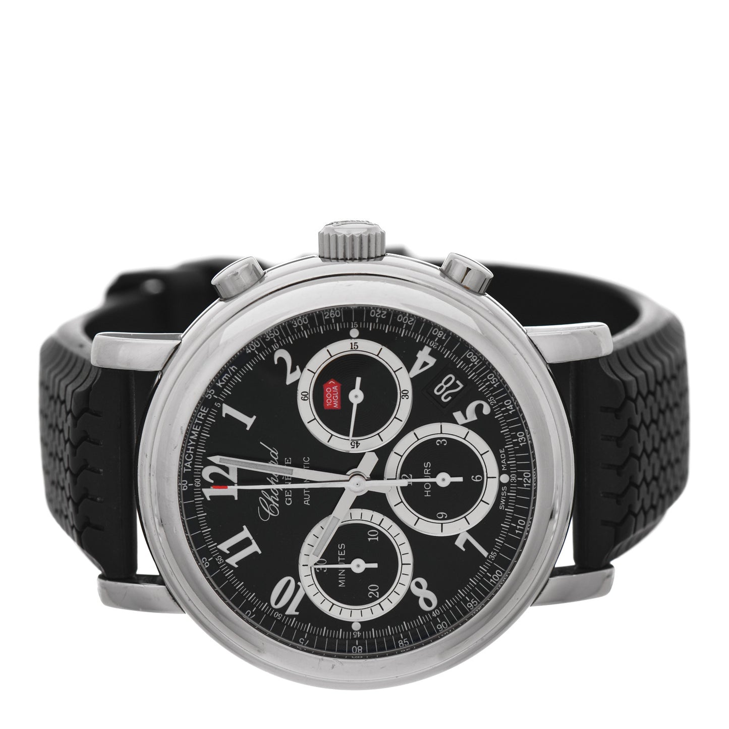 Stainless Steel Rubber 39mm Mille Miglia Chronograph Automatic Watch Black