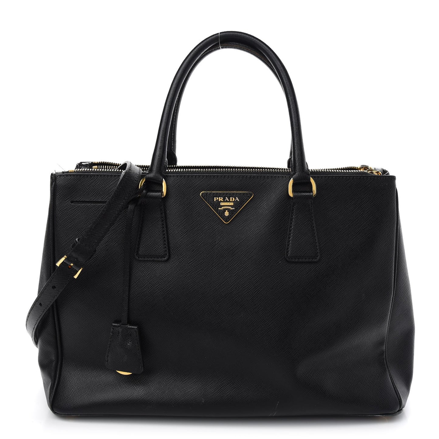 Saffiano Medium Galleria Double Zip Tote Black