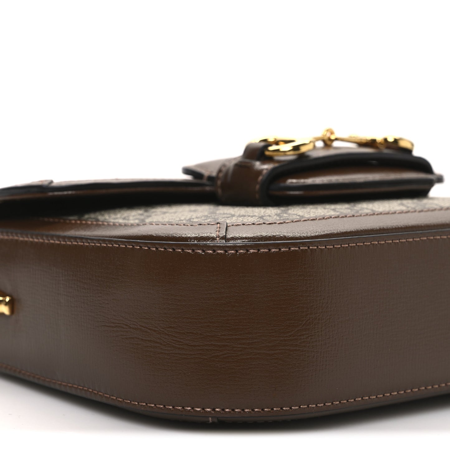 GG Supreme Monogram Web Mini Horsebit 1955 Shoulder Bag Beige Brown Sugar