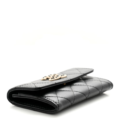 Chanel Caviar Quilted Crystal CC Flap Card Holder Black 4 of 10