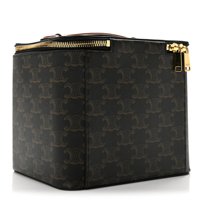 Celine Triomphe Canvas Calfskin Square Vanity Case Tan 4 of 10
