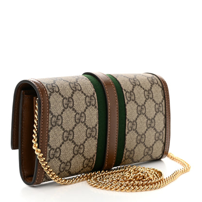 Gucci GG Supreme Monogram Azalea Calfskin Web Jackie 1961 Chain Wallet Beige Ebony Brown Sugar 3 of 10