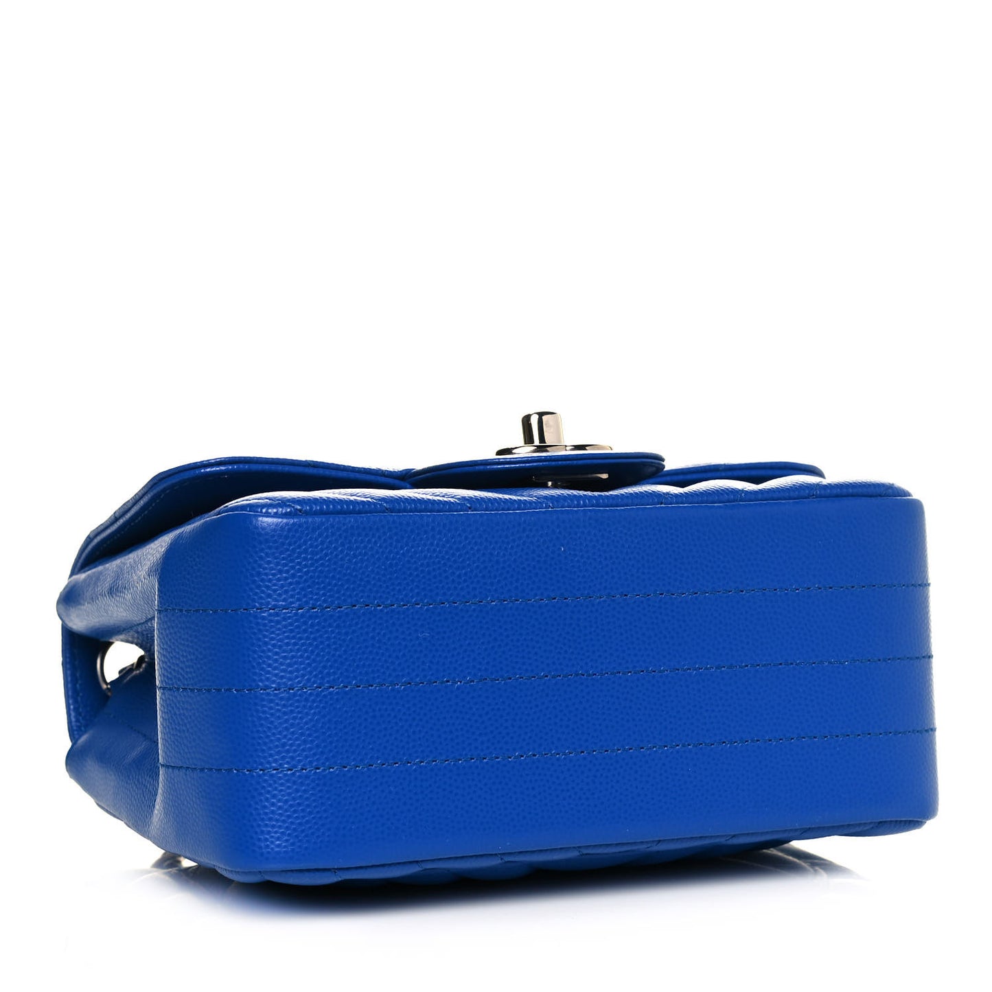 Caviar Chevron Quilted Mini Square Flap Blue