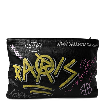 Balenciaga Agneau Arena Graffiti All Over Explorer Pouch Black Multicolor 1 of 8
