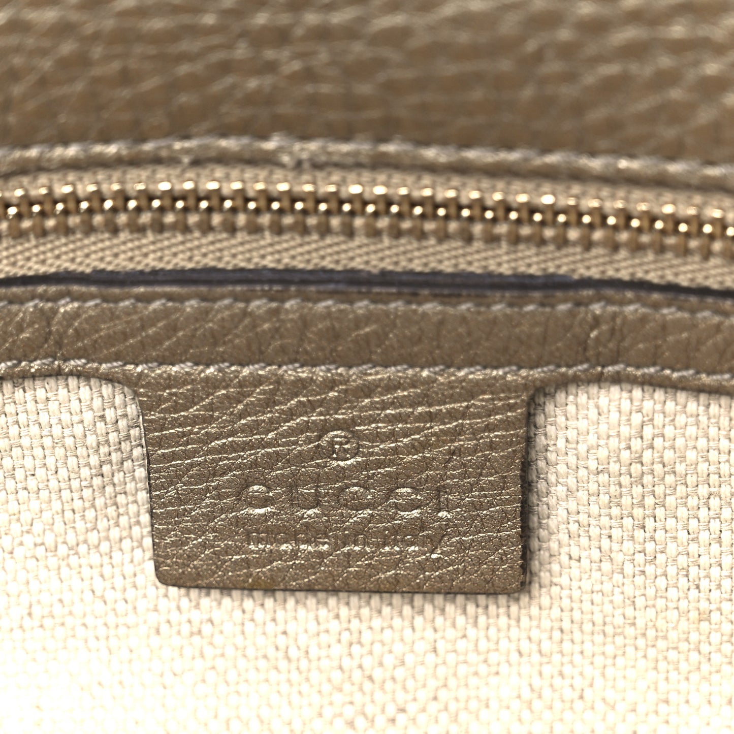 Metallic Pebbled Calfskin Medium Soho Clutch Golden Beige