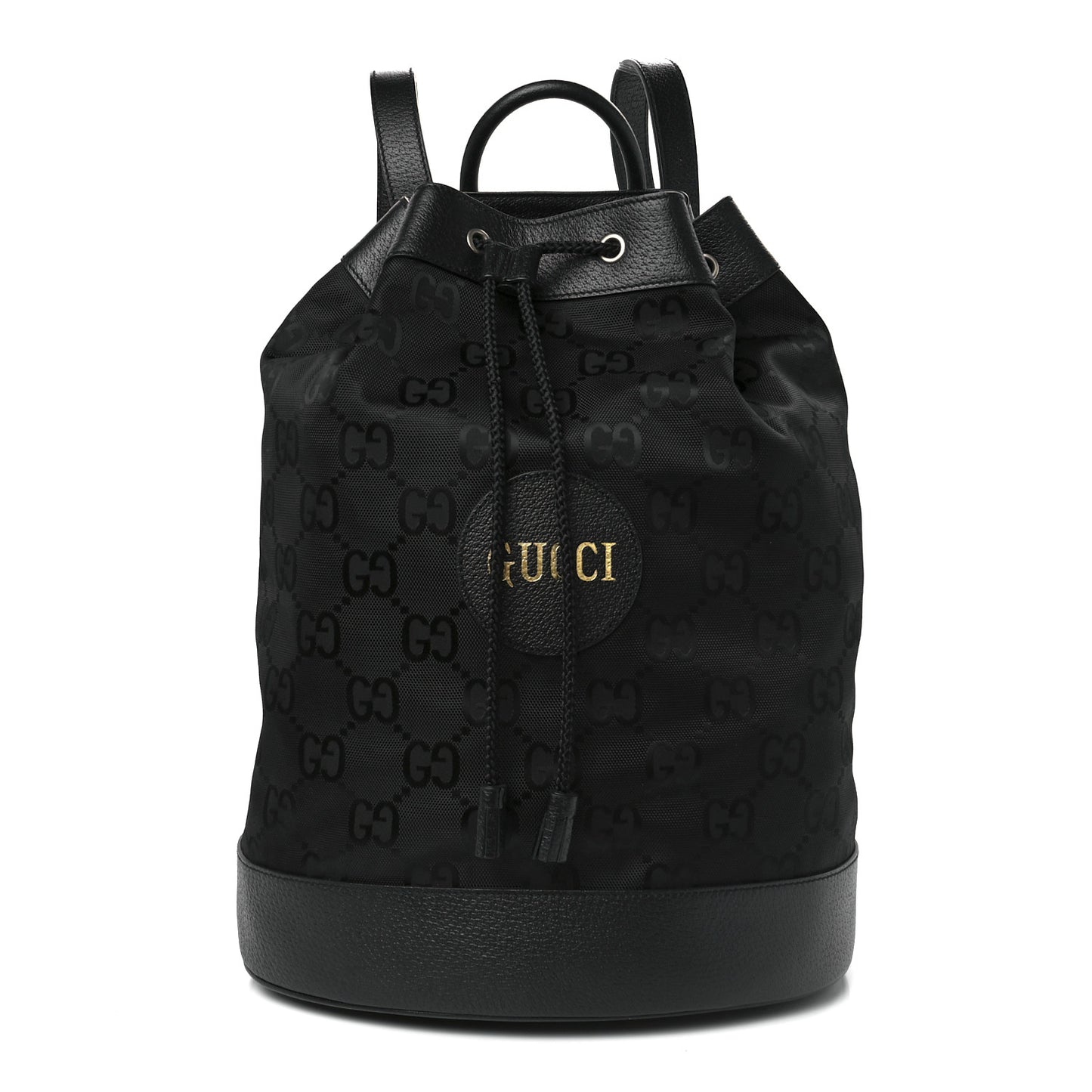 Econyl Nylon Monogram Off The Grid Drawstring Bucket Backpack Black