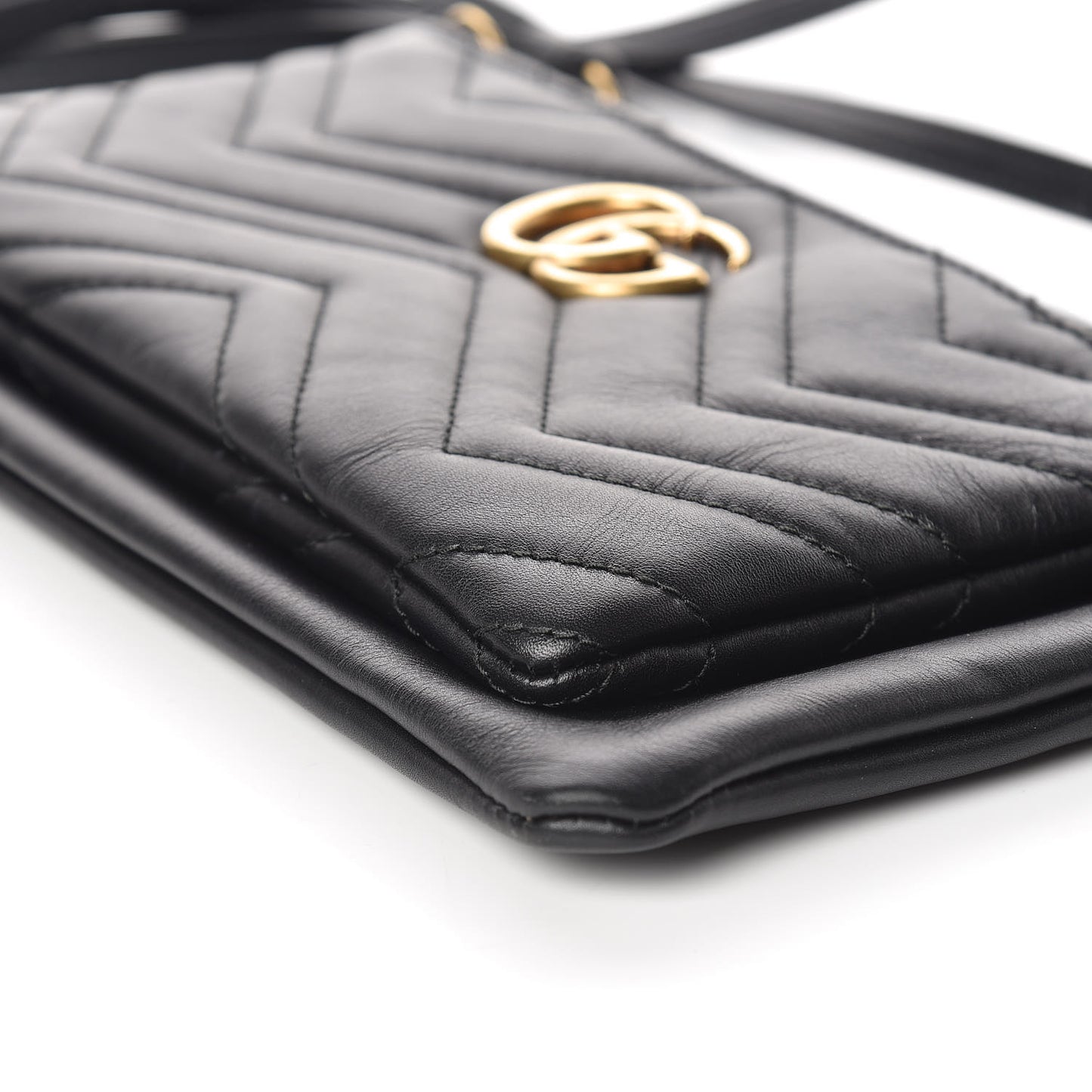 Calfskin Matelasse Small GG Marmont Double Zip Shoulder Bag Black