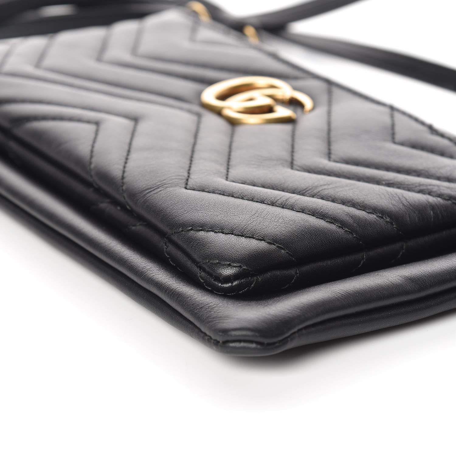 Gucci Calfskin Matelasse Small GG Marmont Double Zip Shoulder Bag Black 10 of 10