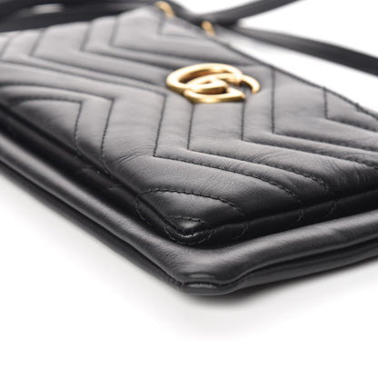 Gucci Calfskin Matelasse Small GG Marmont Double Zip Shoulder Bag Black 10 of 10