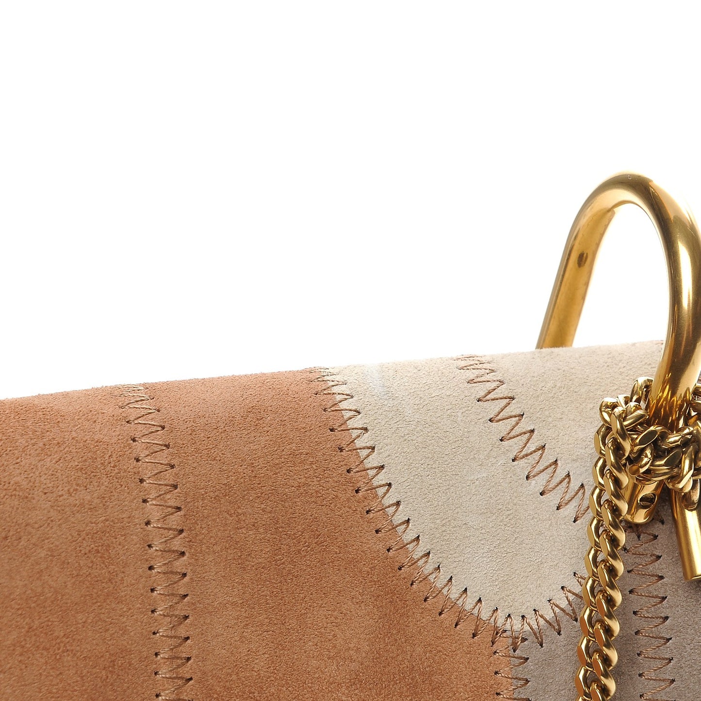 Suede Calfskin Patchwork Drew Shoulder Bag Motty Grey