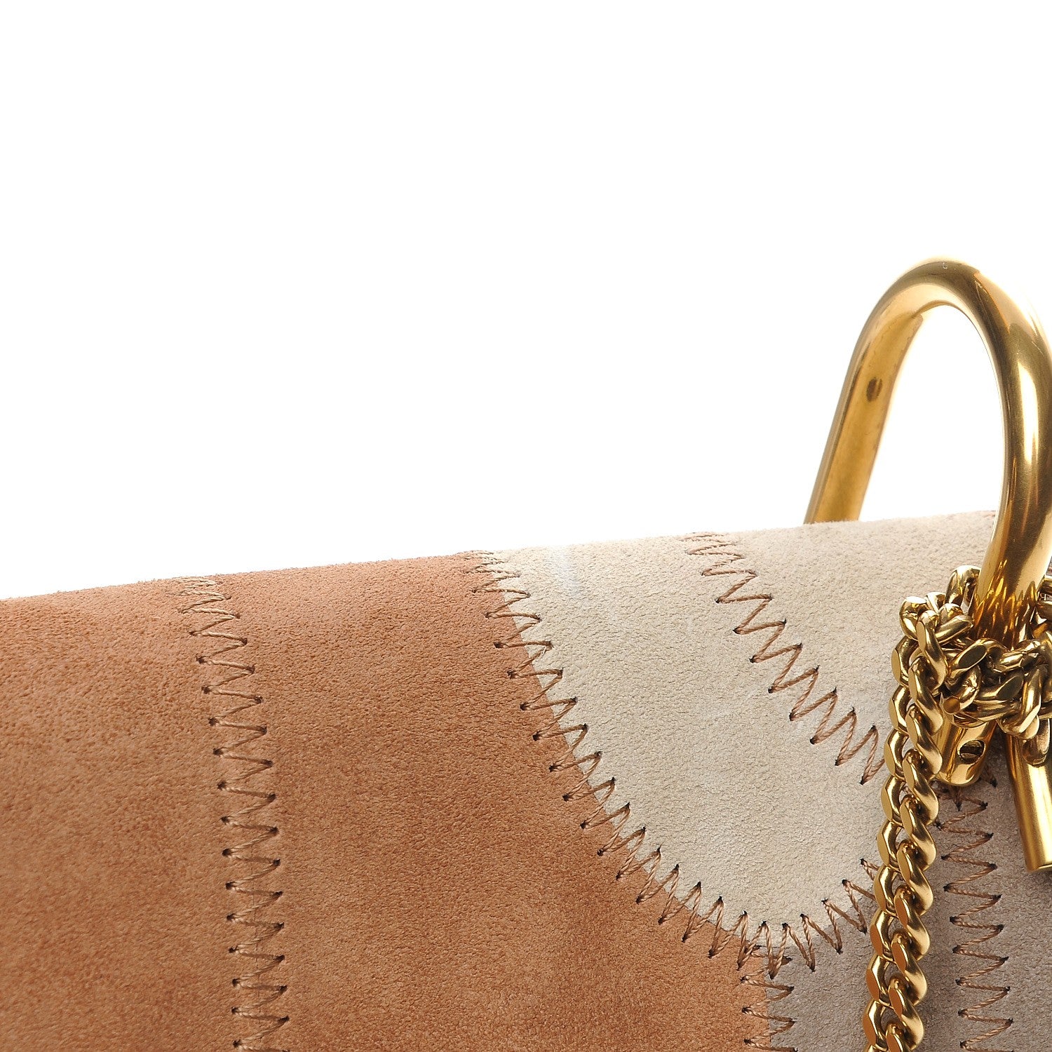 Chloe Suede Calfskin Patchwork Drew Shoulder Bag Motty Grey 8 of 10