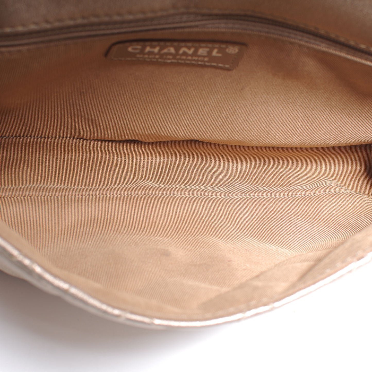 Calfskin Quilted Roll Clutch Metallic Gold