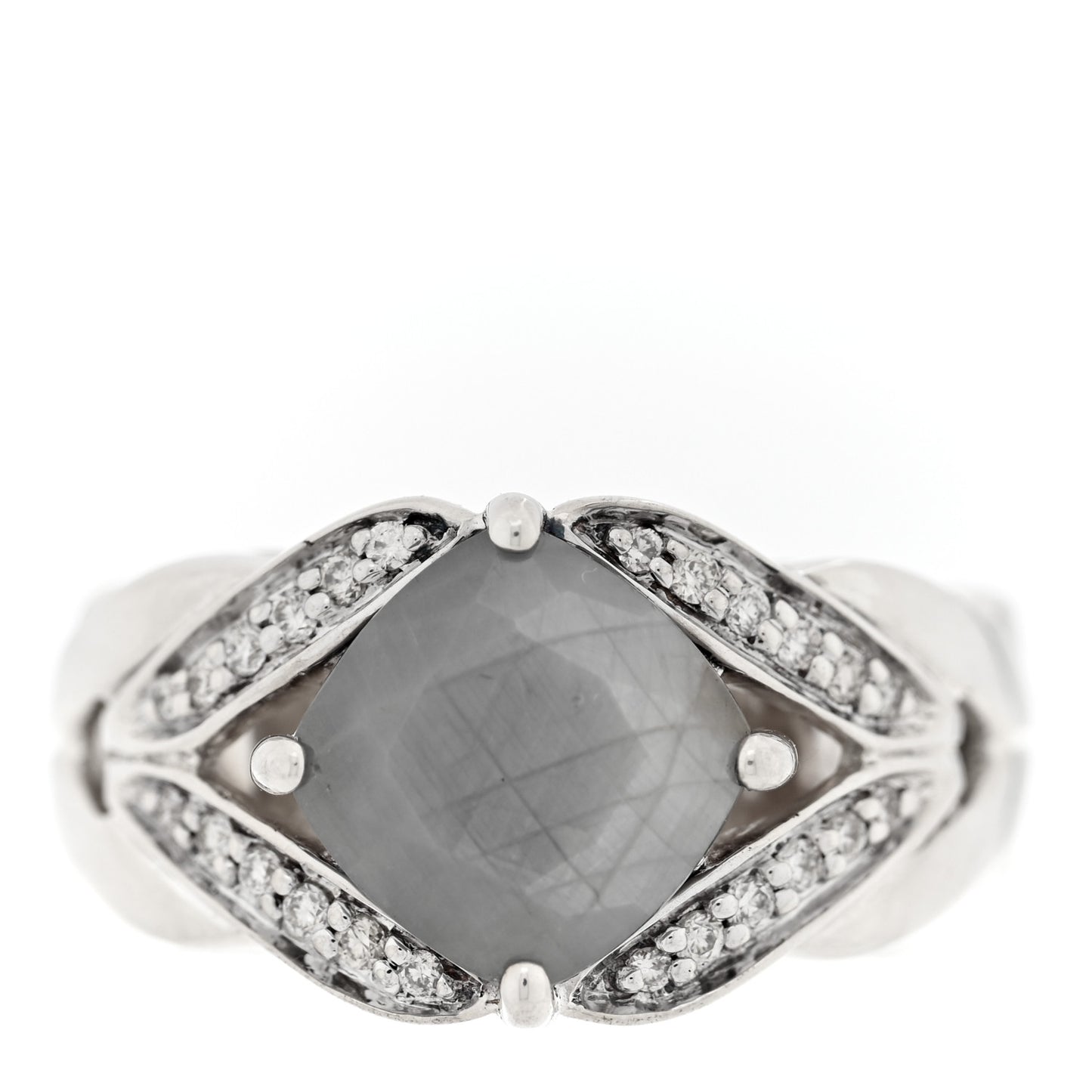 JONH HARDY Sterling Silver Diamond Gray Sapphire Modern Chain Magic Cut Ring 54 7