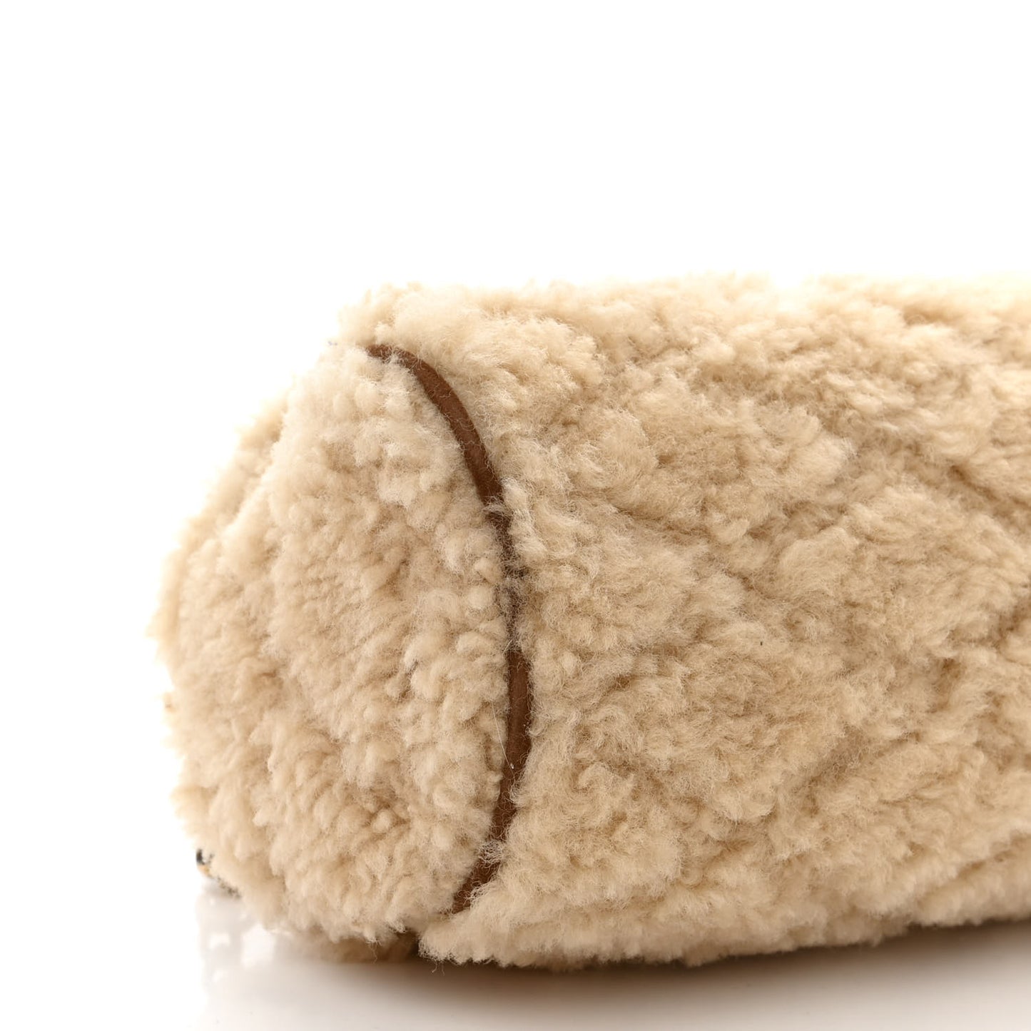 Shearling Monogram Mini Sade Tube Bag Natural