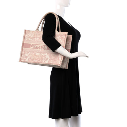 Christian Dior Canvas Embroidered Medium Dioriviera Toile De Jouy Book Tote Rose 2 of 10