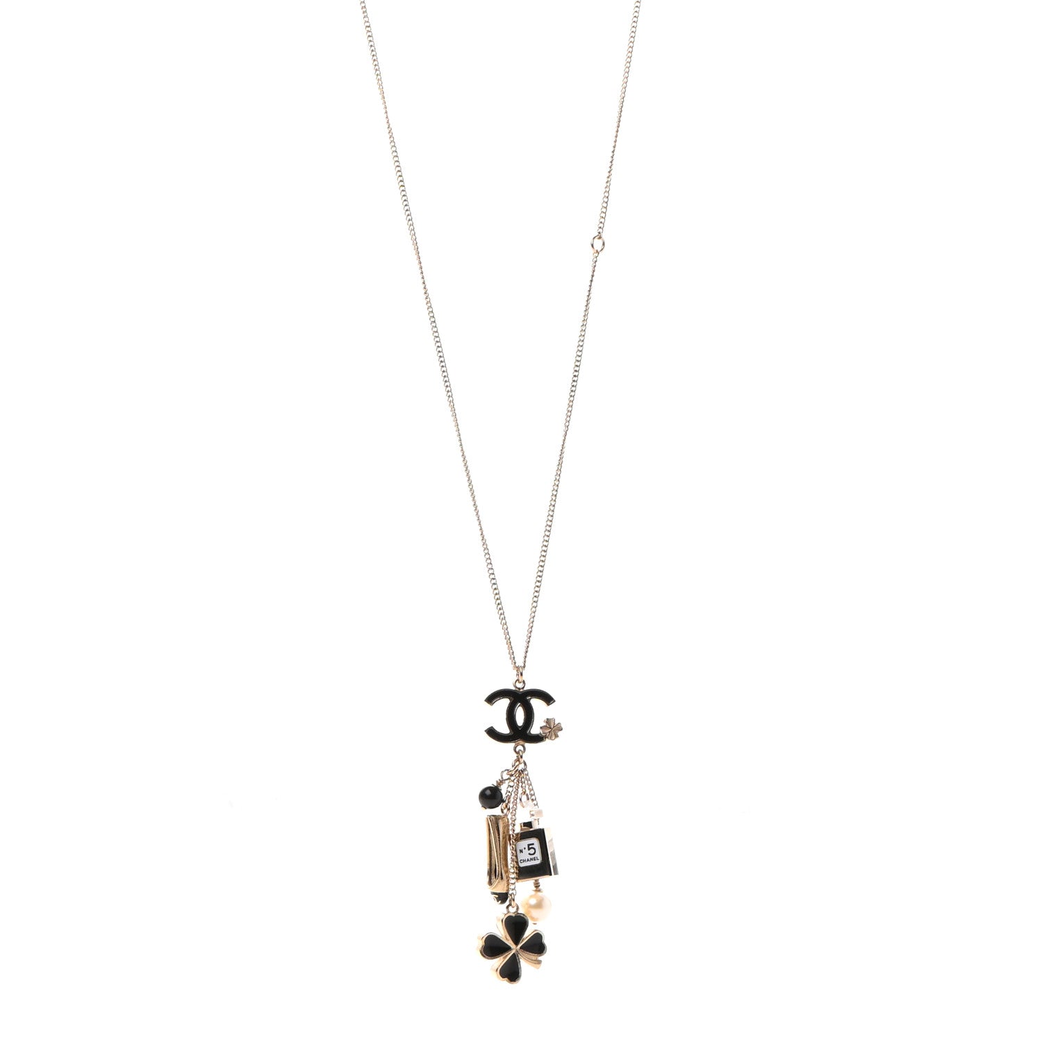 Chanel Pearl Enamel CC Charms Necklace Gold 1 of 6