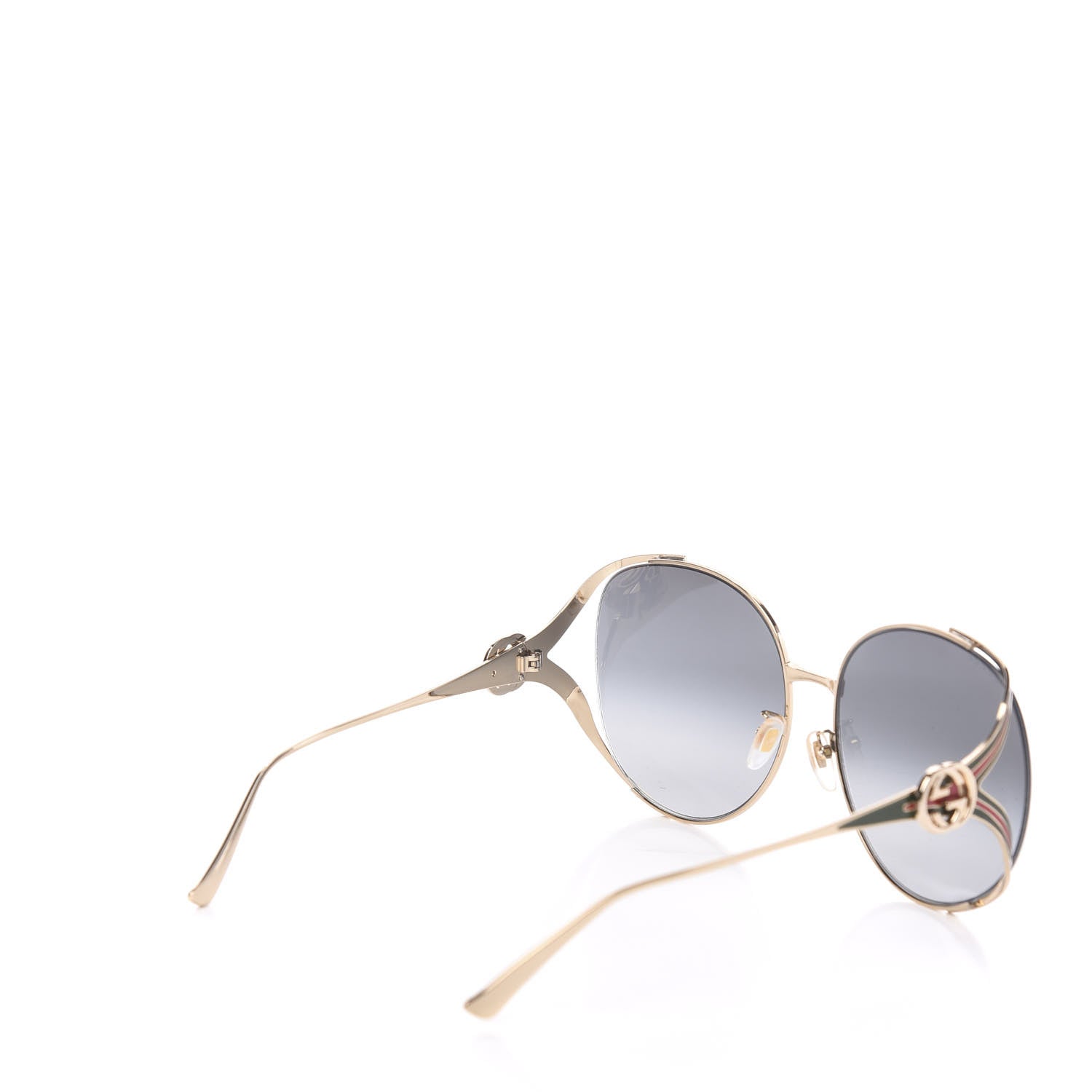 Gucci Metal Oversized Round Frame GG0225S Sunglasses Gold 4 of 7