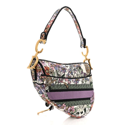 Christian Dior Canvas Embroidered 4 Saisons Été Saddle Bag White Multicolor 4 of 12