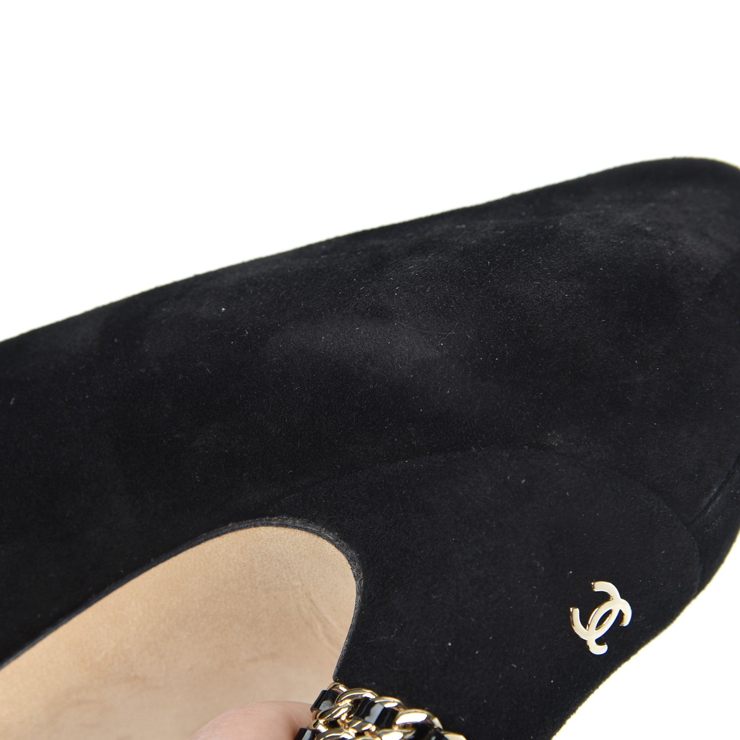 Chanel Suede Cap Toe CC Pumps 38 Black 12 of 18