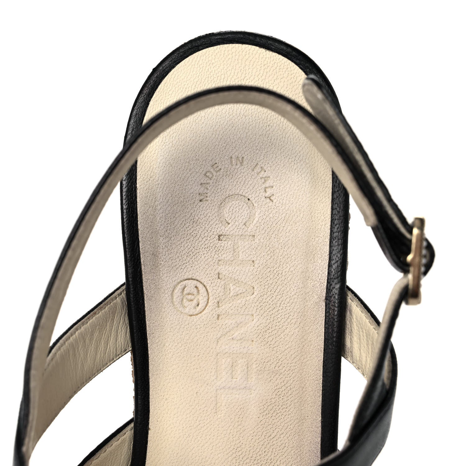Chanel Lambskin Cork Pearl CC Platform Sandals 39.5 Black 7 of 9