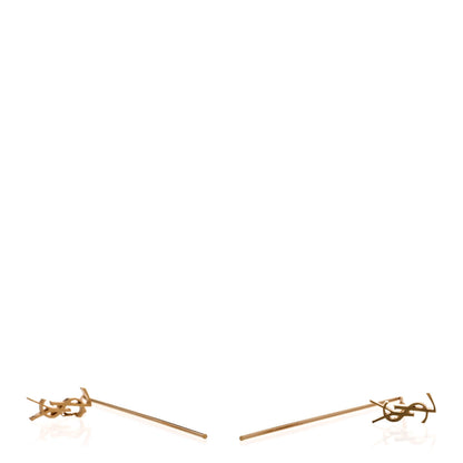 Saint Laurent Metal Monogram Pendant Threader Earrings Gold 4 of 5