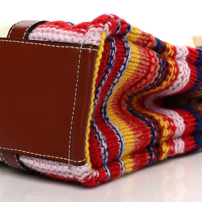 Chloe Knit Calfskin Medium Woody Ribbon Tote Red Multicolor 10 of 10