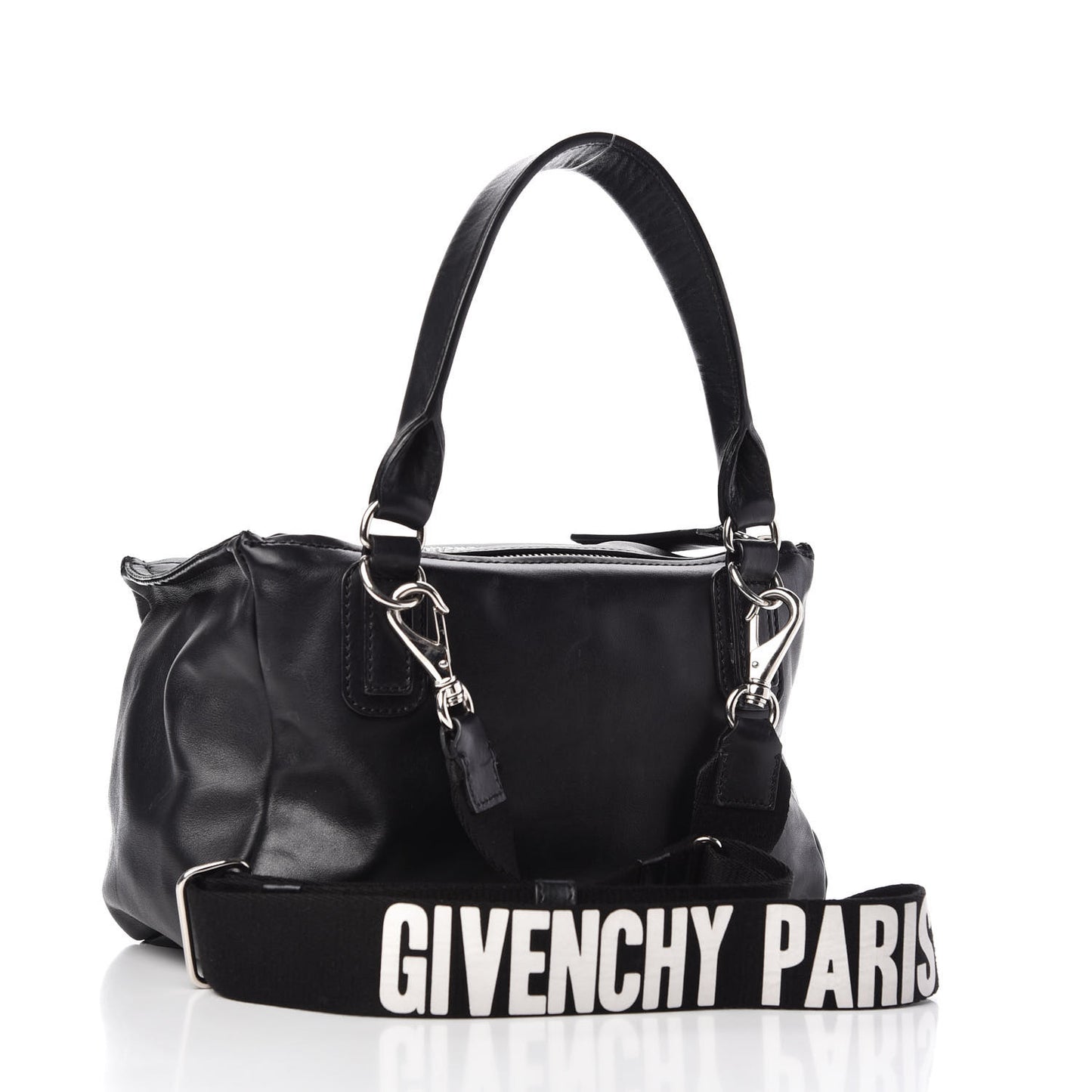 Calfskin Medium Pandora Logo Strap Black