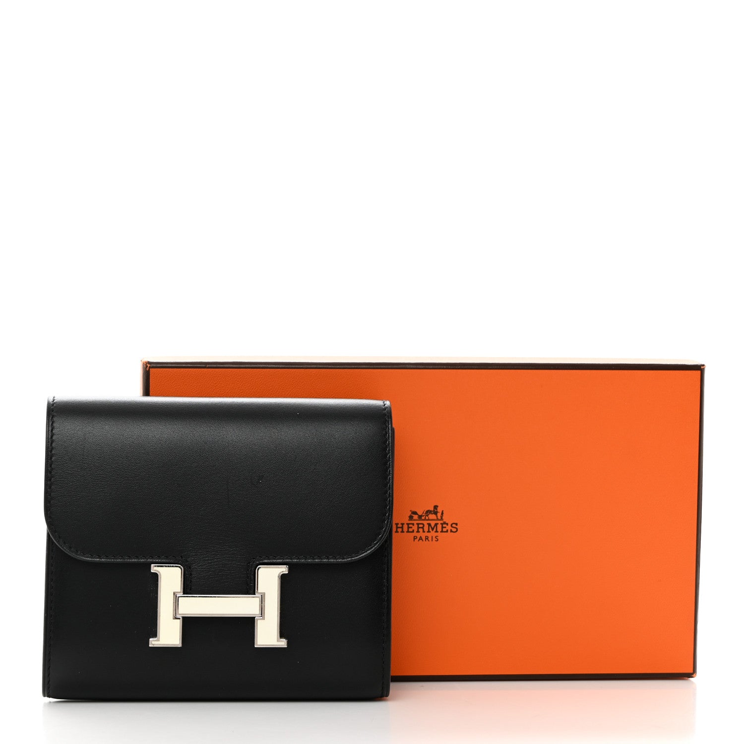 Hermes Allegro Constance Compact Passant Glow Wallet Black 10 of 10