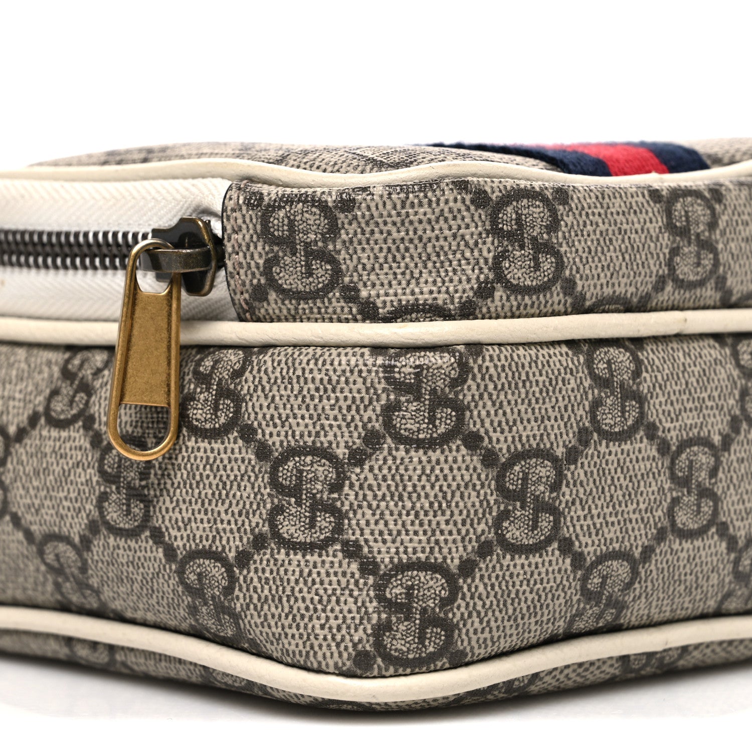 Gucci GG Supreme Monogram Web Mini Ophidia Double Zip Messenger Bag Beige Ebony Mystic White 9 of 10