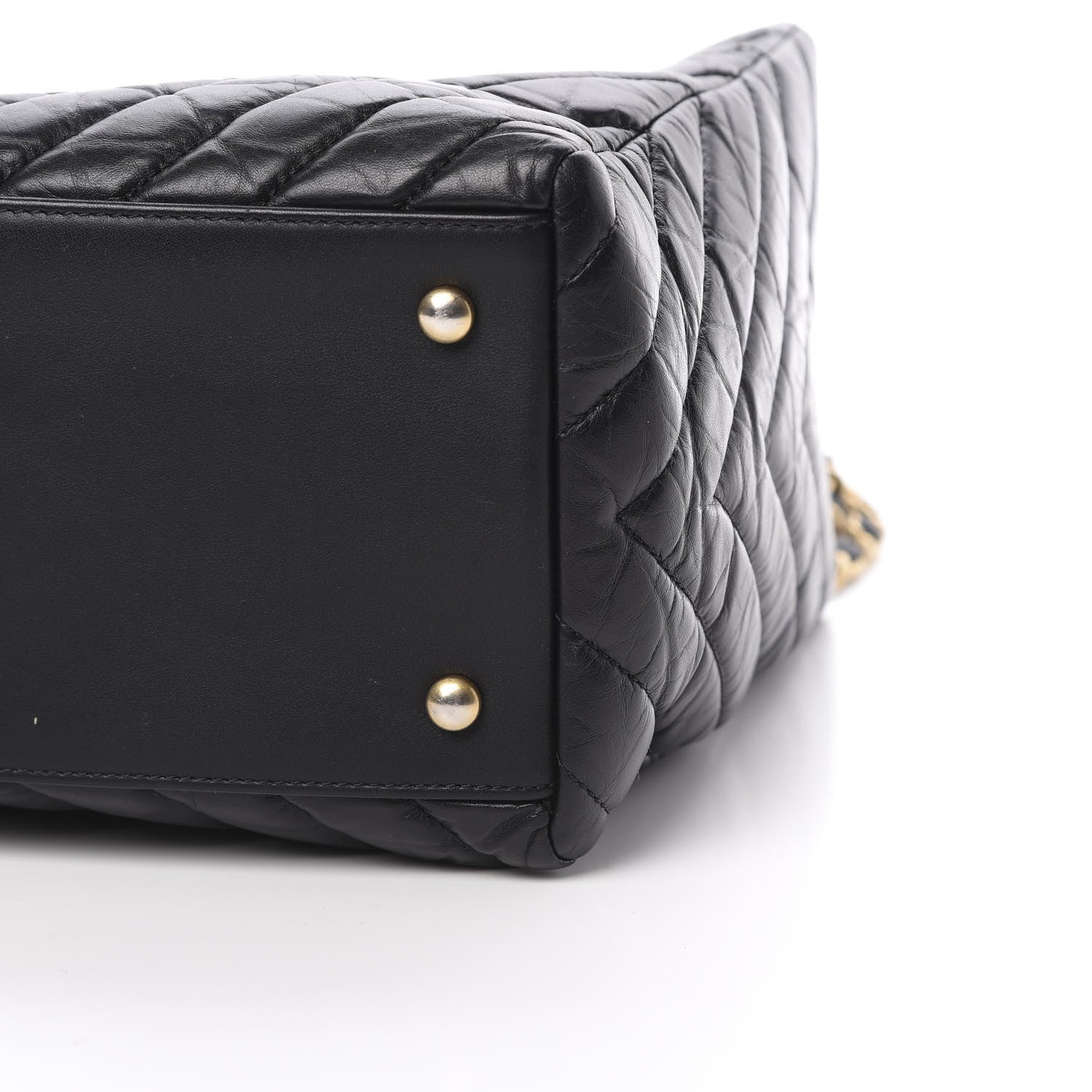 Chanel Aged Calfskin Chevron Coco Handle Shopping Tote Black 11 of 13