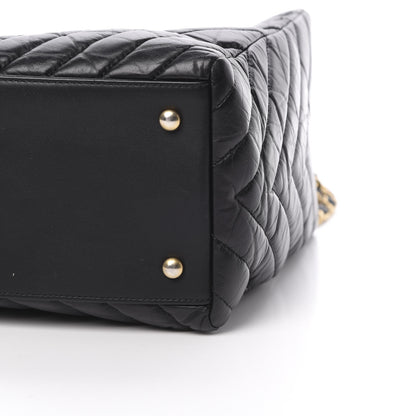 Chanel Aged Calfskin Chevron Coco Handle Shopping Tote Black 11 of 13