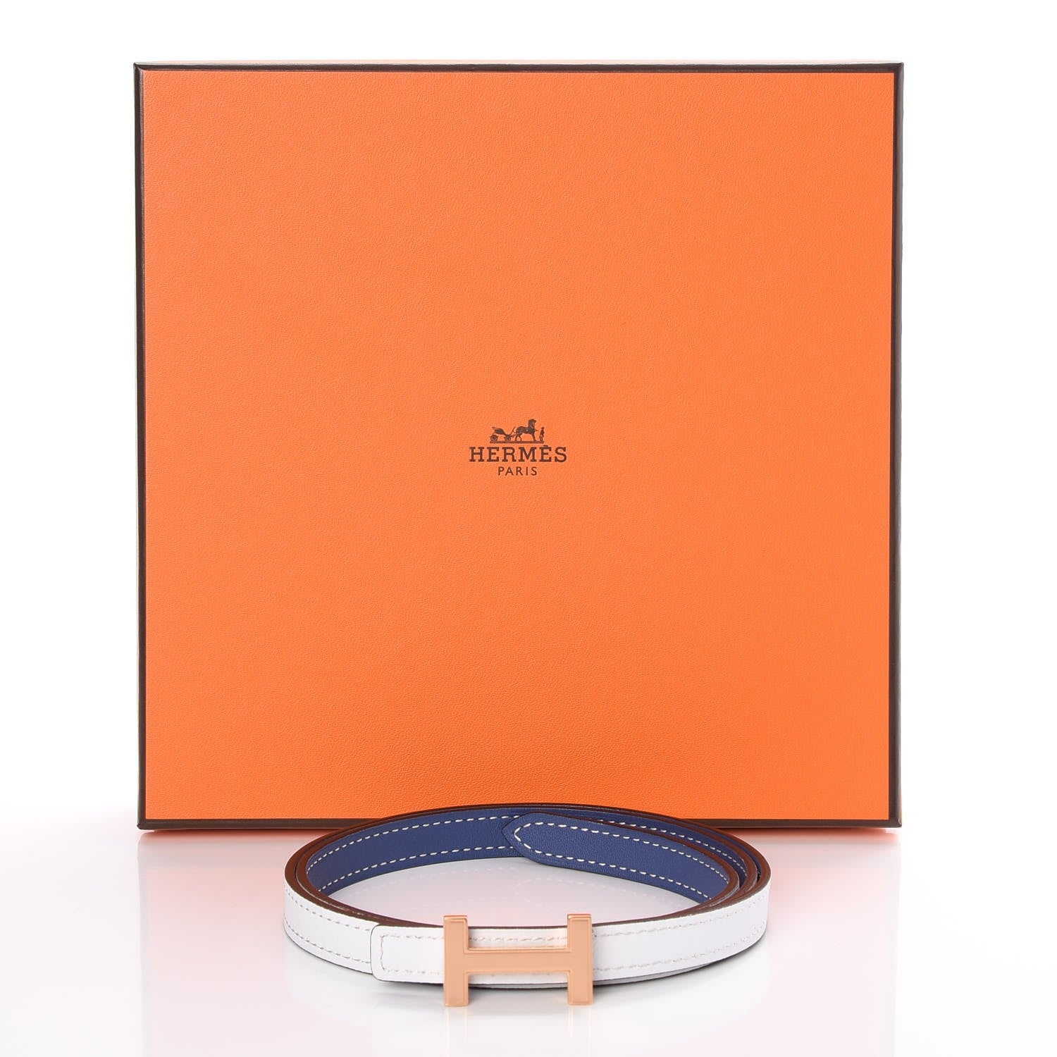 Hermes Swift Epsom 13mm Quizz H Belt Bleu Brighton Blanc 6 of 6