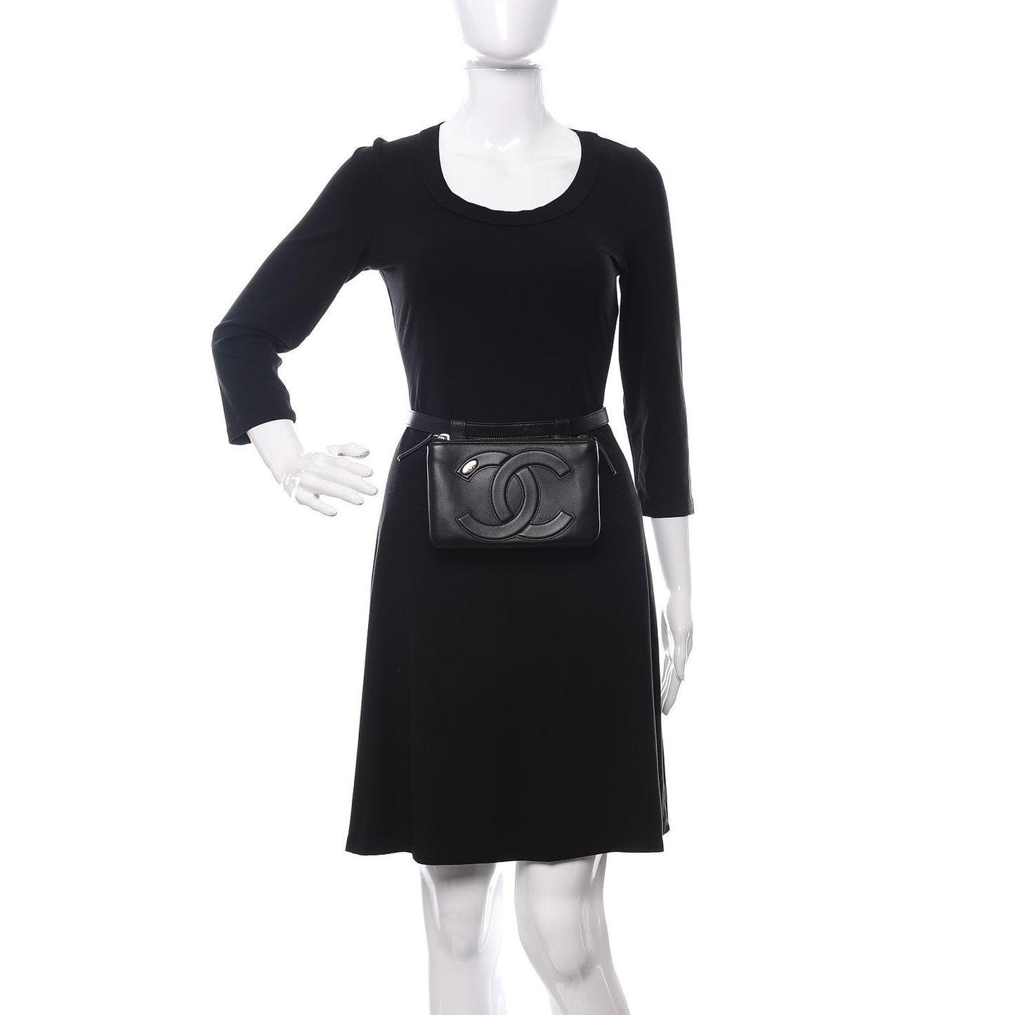 Lambskin CC Mania Waist Belt Bag Black