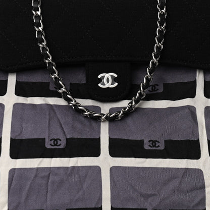 Chanel Jersey Fabric Quilted Foldable Tote With Chain Black Multicolor 15 of 25