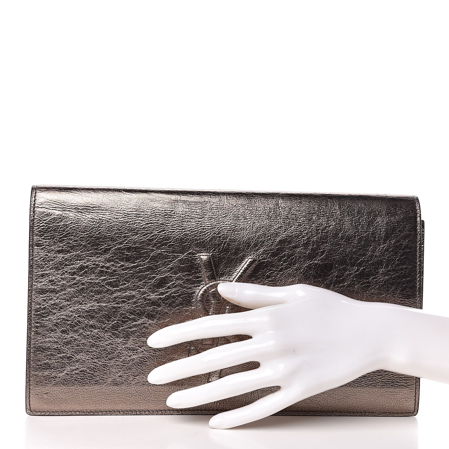 Saint Laurent Metallic Calfskin Monogram Large Belle De Jour Clutch Gold 2 of 11