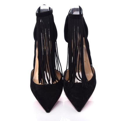 Christian Louboutin Veau Velours Fringe Courtain 100 Pumps 40 Black 5 of 10