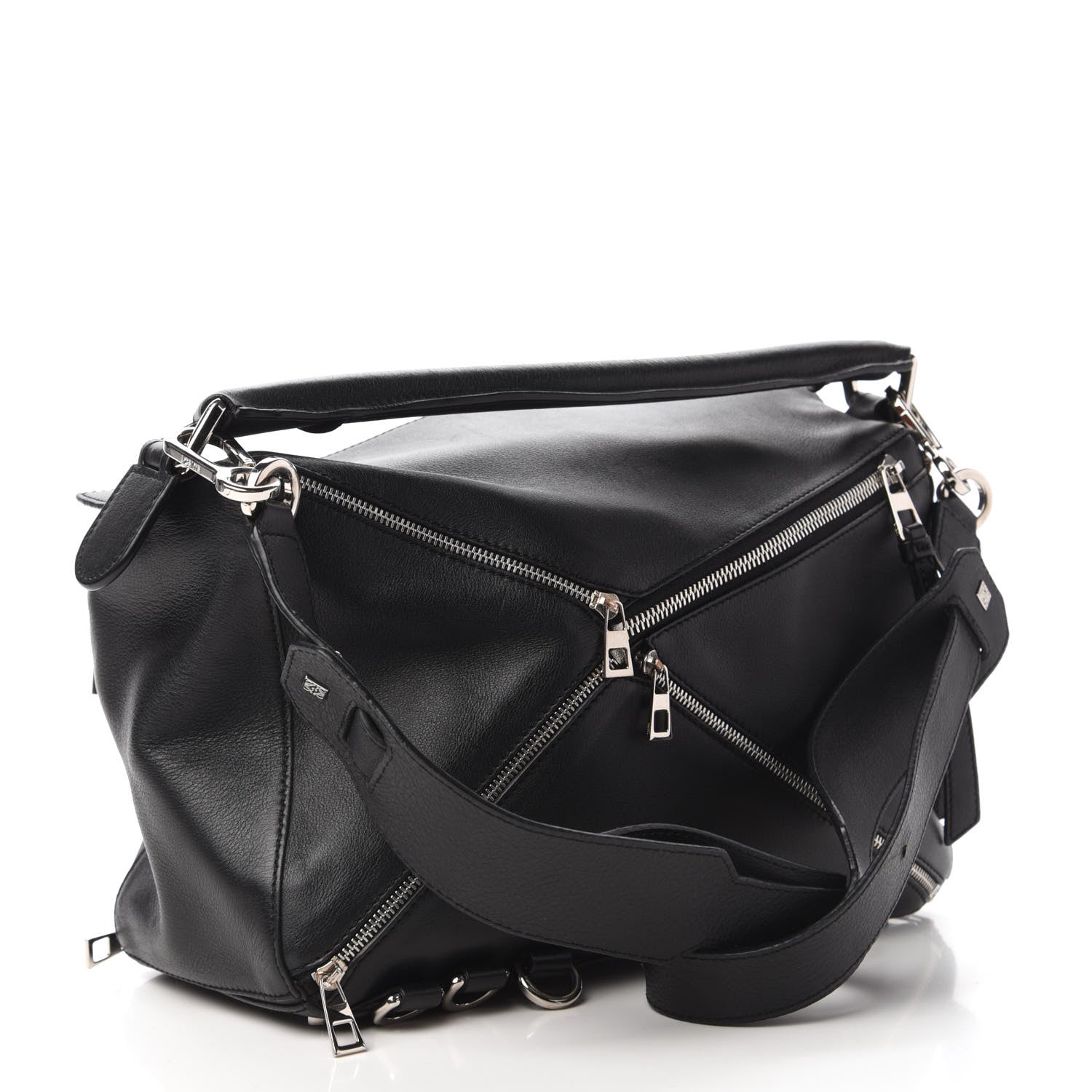 Loewe Calfskin Zipper Puzzle Bag Black 3 of 9