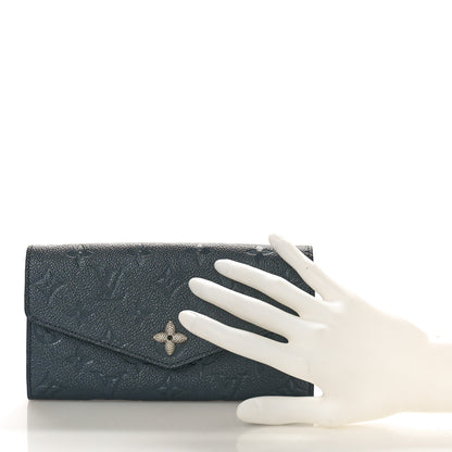 Louis Vuitton Metallic Empreinte Monogram Crystal Flower Sarah Wallet Navy Blue 2 of 8