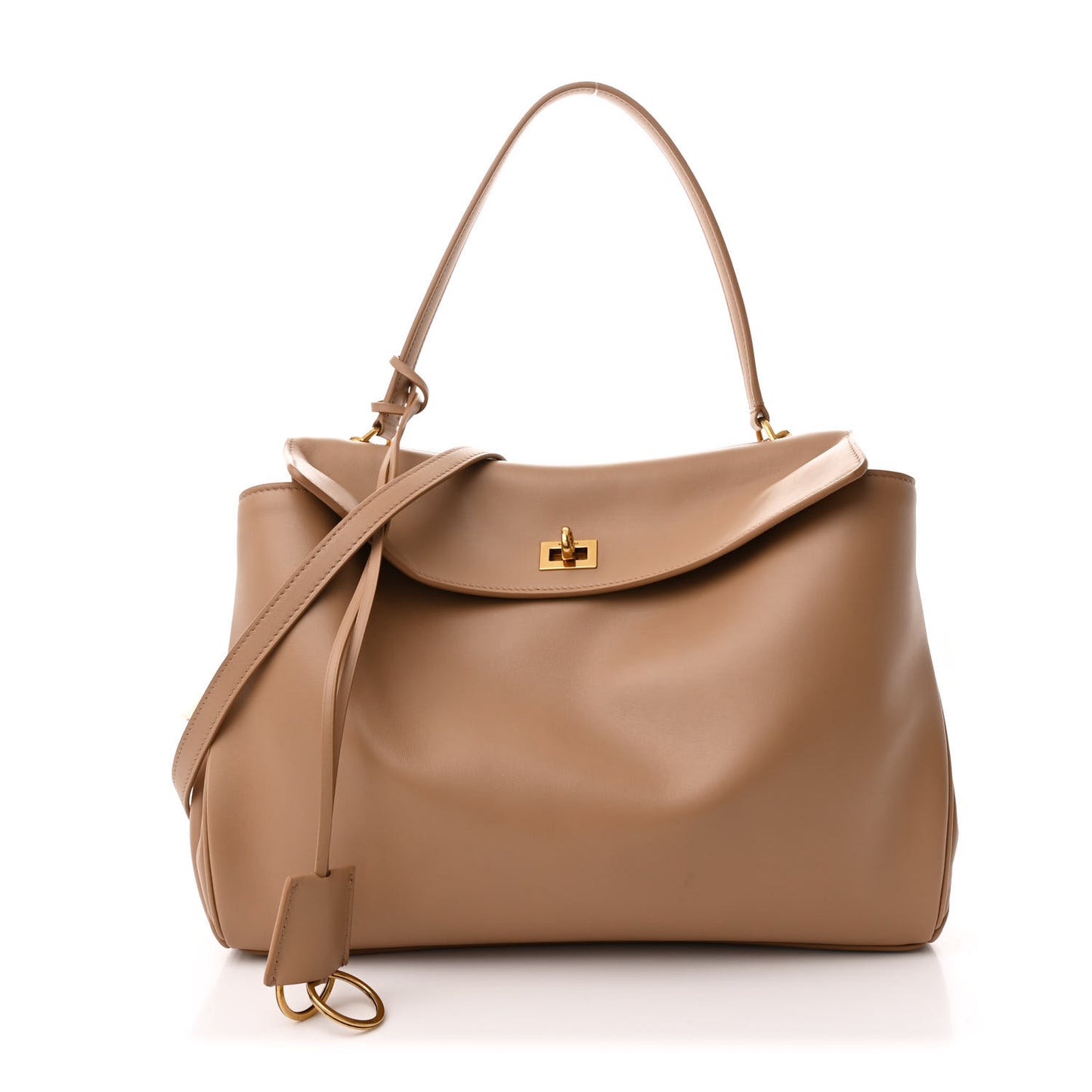 Smooth Calfskin Medium Rodeo Top Handle Handbag Latte