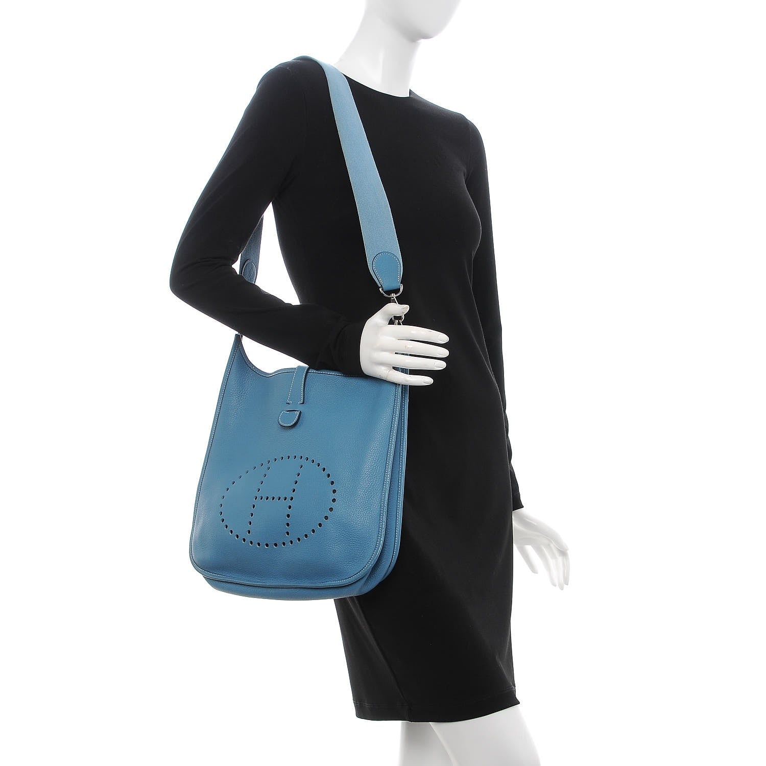 Hermes Togo Evelyne II GM Blue Jean 2 of 9